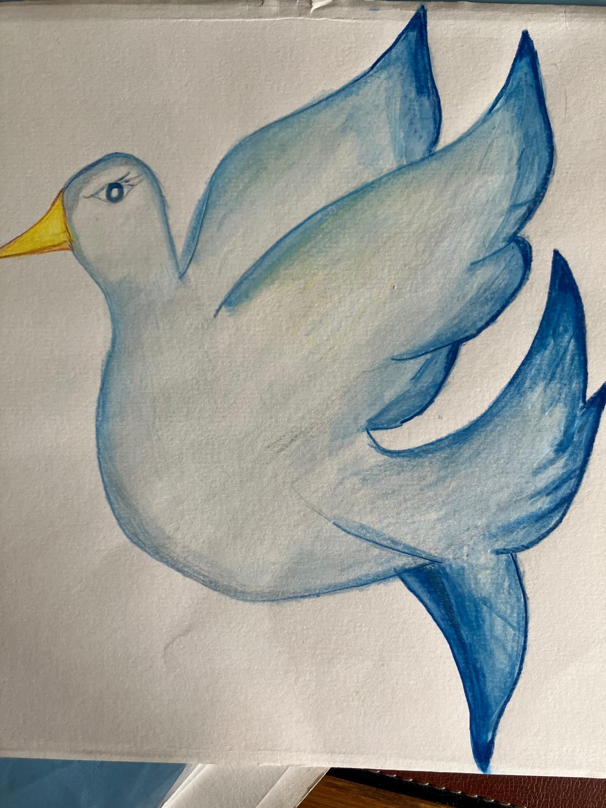 Aquarel van een blauwe duif