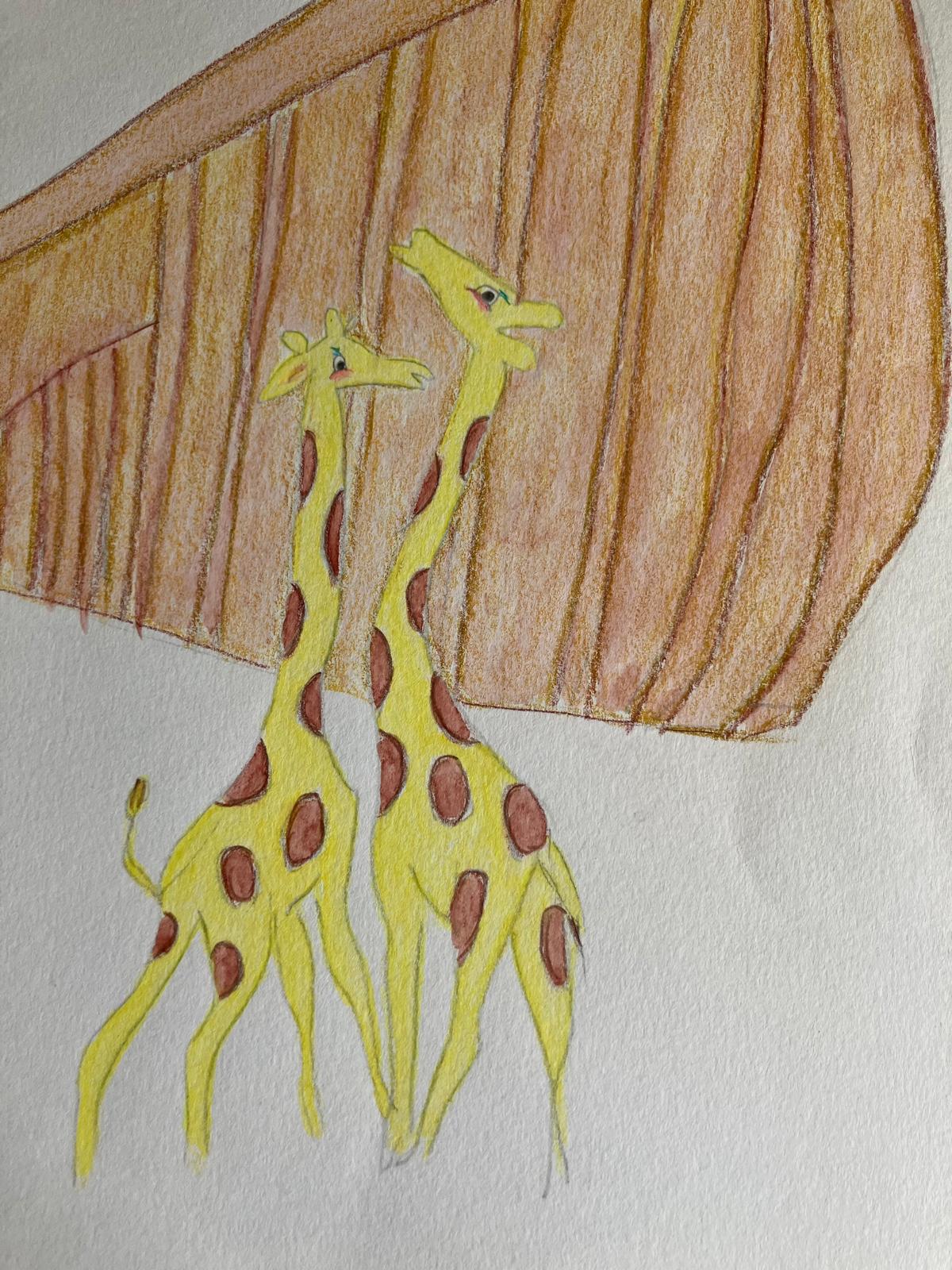 Aquarel van twee giraffen