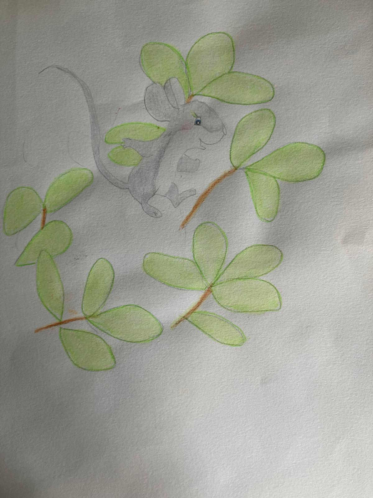 Aquarel van een muisje